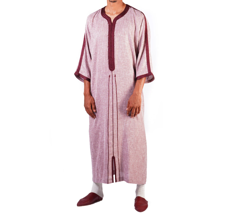 The Linen Dhabbana White Lavender Pink Moroccan Gandora