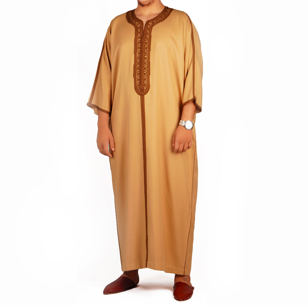 Gabardin Mixed Honey Orange Moroccan Gandora